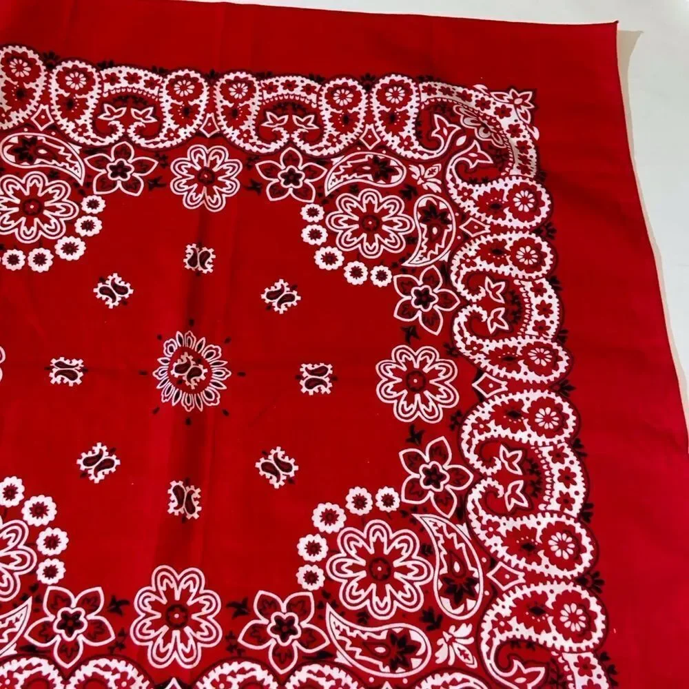 Classic Red Paisley Bandana Style Vintage Size Approximately 25X25